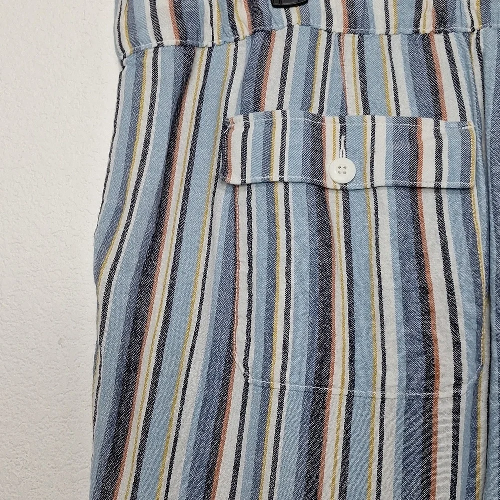 Lane Bryant Blue Multi Coastal Boho Linen Blend High Rise Shorts Size 22/24